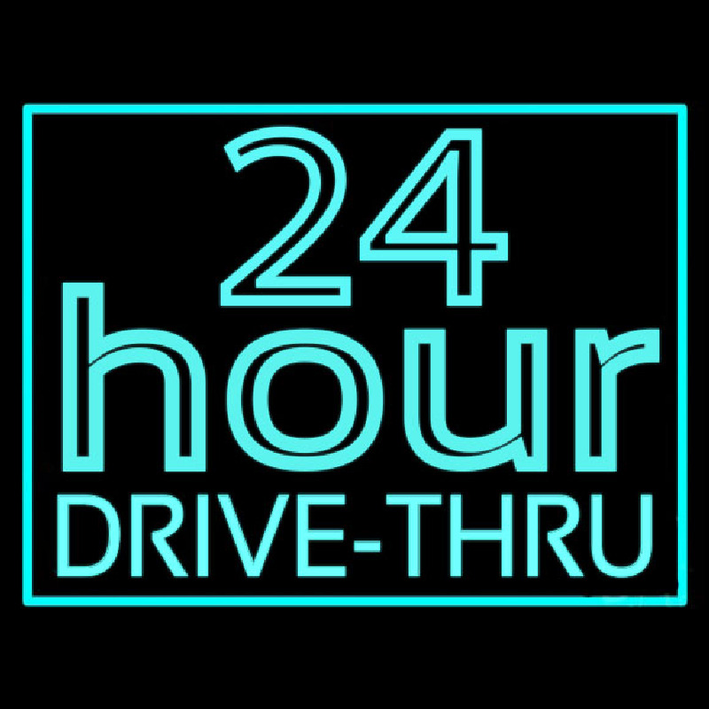 24 Hours Double Stroke Drive Thru Neonreclame