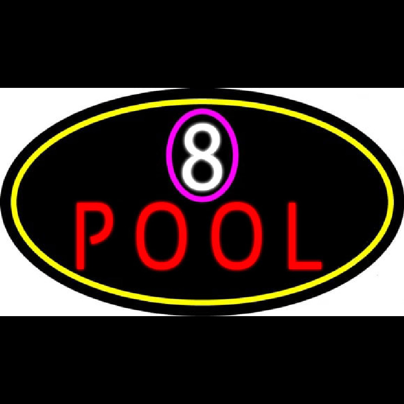 8 Pool Oval With Yellow Border Neonreclame