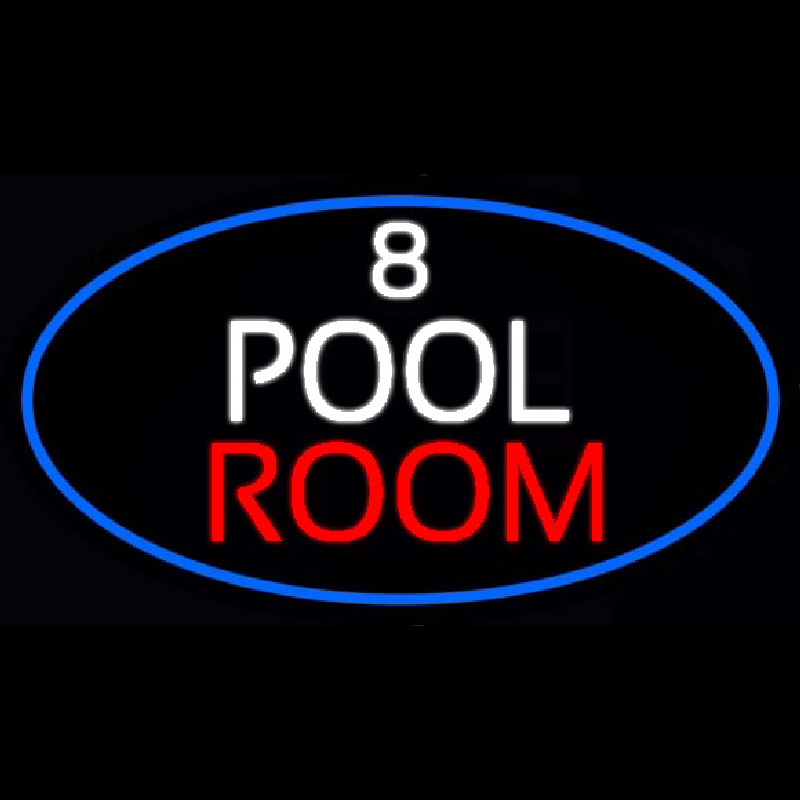 8 Pool Room Oval With Blue Border Neonreclame