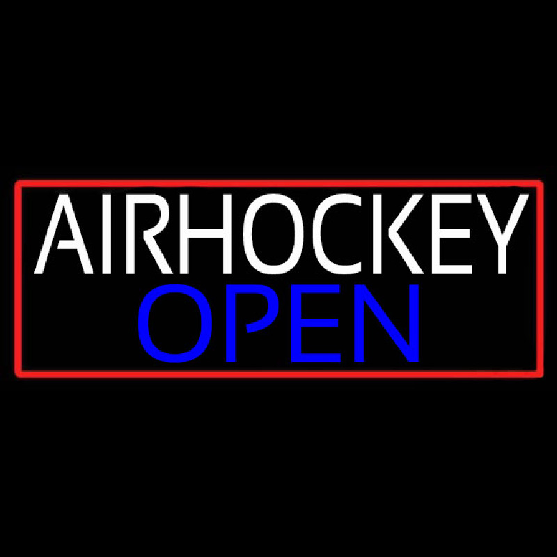 Air Hockey Open With Red Border Real Neon Glass Tube Neonreclame