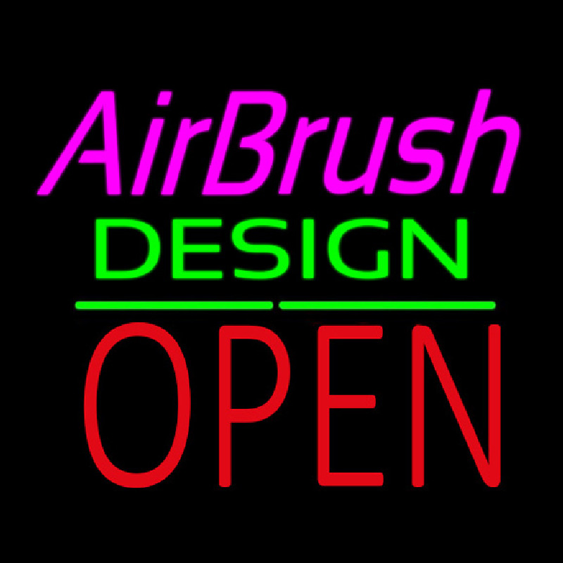 Airbrush Design Block Open Green Line Neonreclame