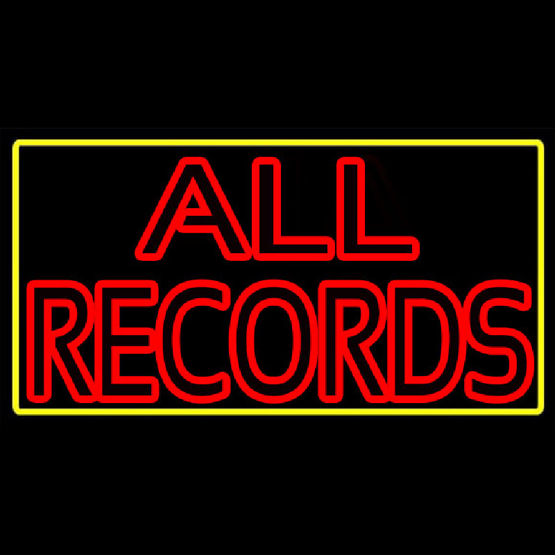 All Records Yellow Border Neonreclame