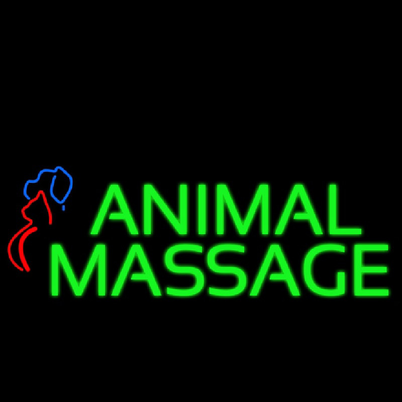 Animal Massage Dog Cat Logo Neonreclame