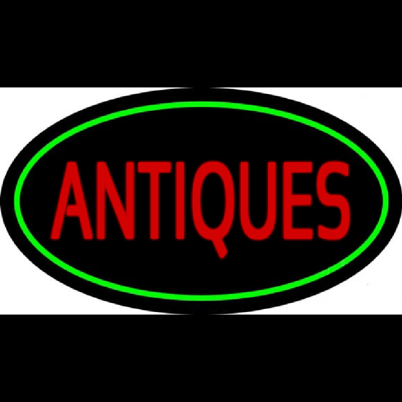 Antiques Green Oval Neonreclame