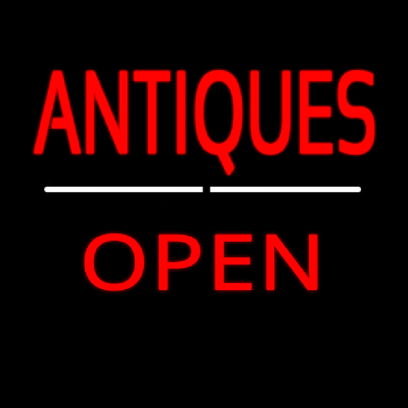 Antiques Open White Line Neonreclame