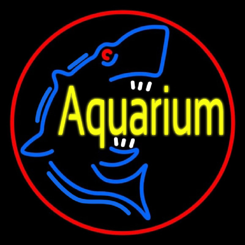 Aquarium Shark Logo Red Circle Neonreclame