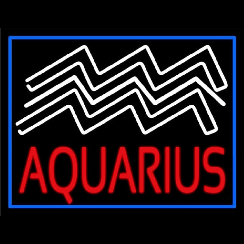 Aquarius Zodiac Blue Border Neonreclame