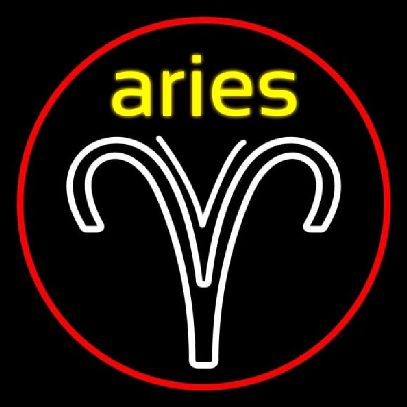 Aries Yellow Zodiac Border Red Neonreclame