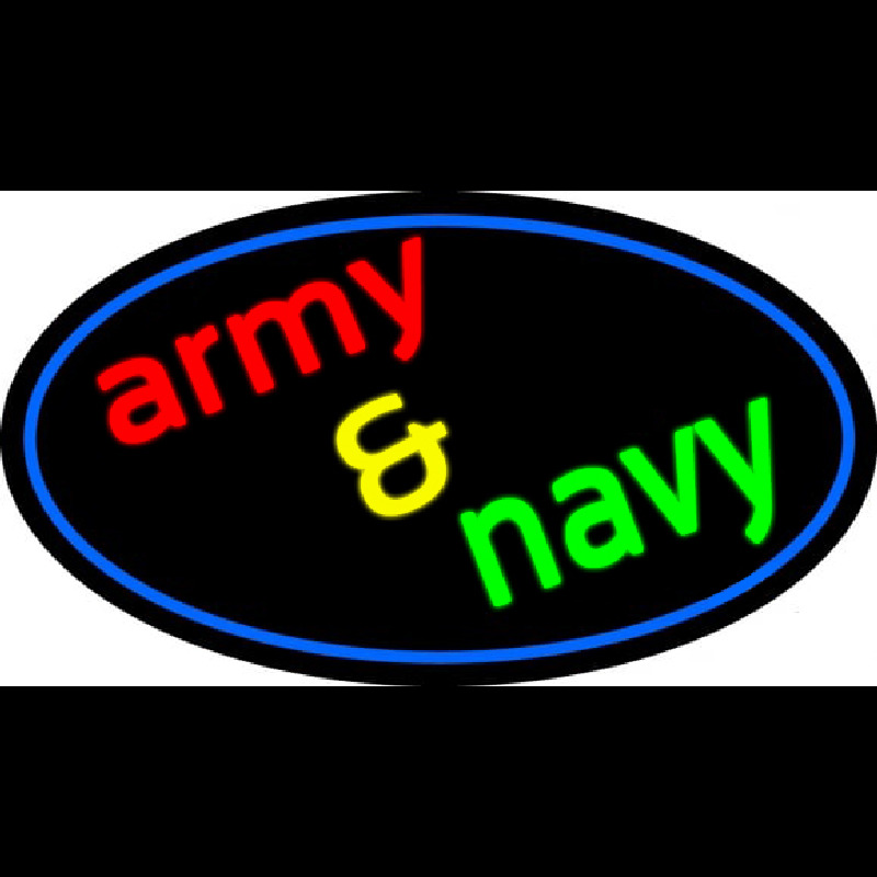Army And Navy With Blue Round Neonreclame