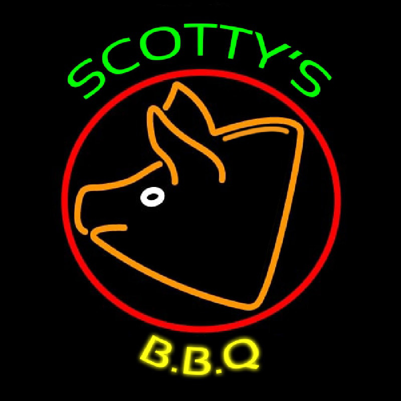 BBQ Scottys Pig Neonreclame
