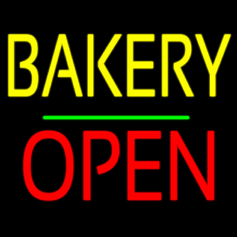 Bakery Block Open Green Line Neonreclame