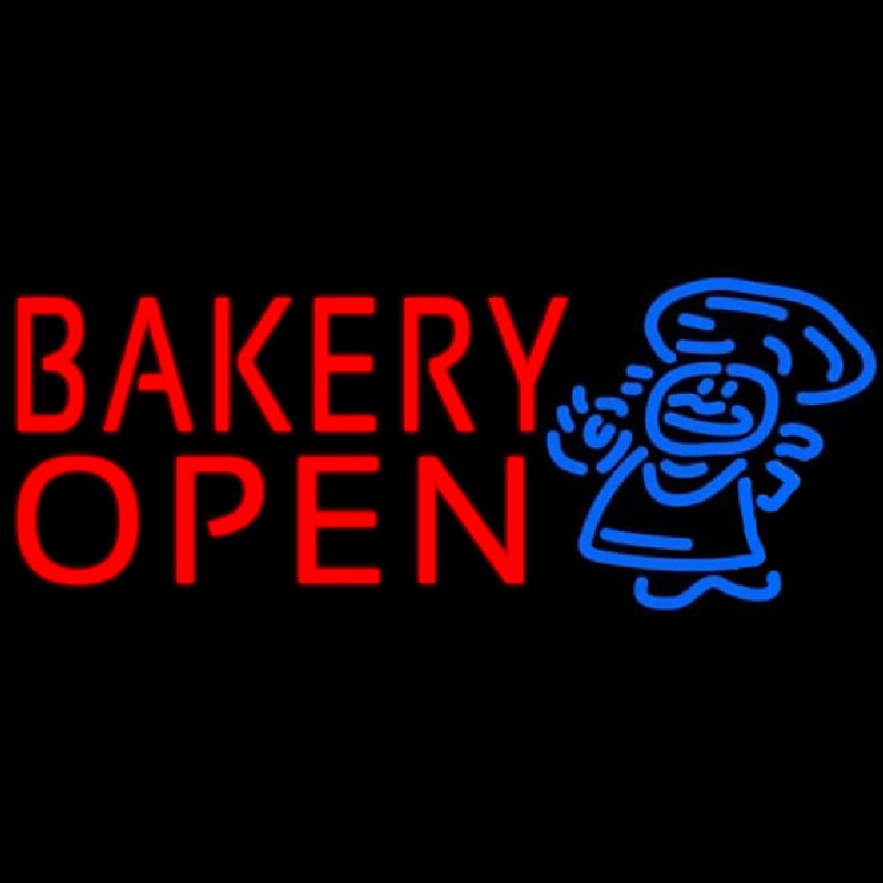 Bakery Open With Man Neonreclame