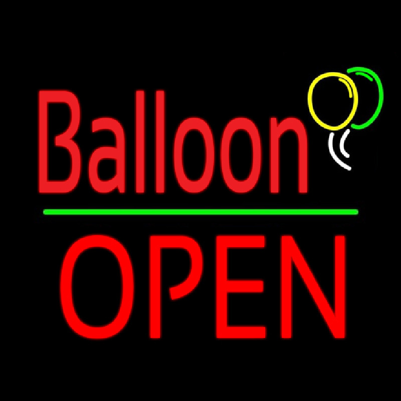 Balloon Open Block Green Line Neonreclame