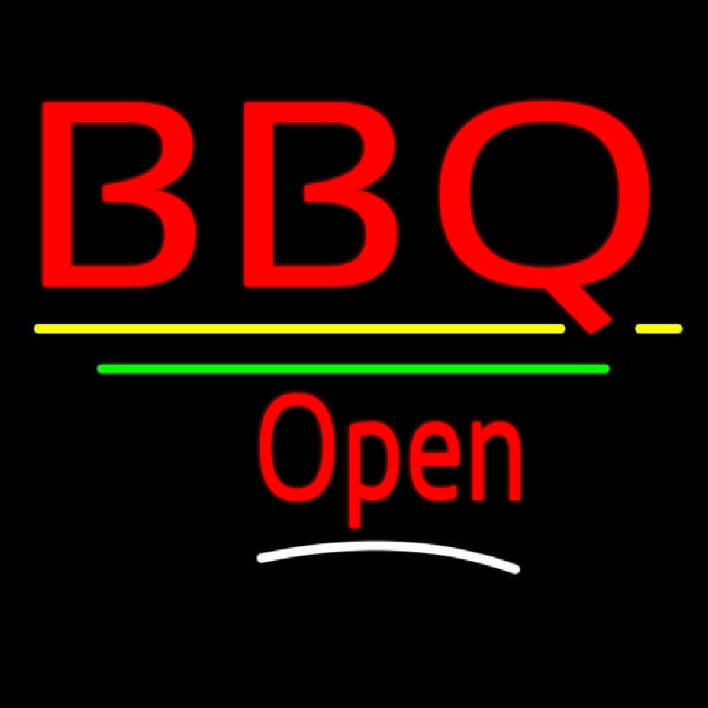 Bbq Open Yellow Line Neonreclame