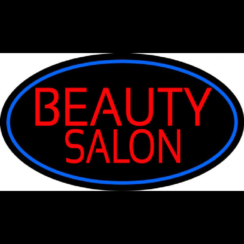 Beauty Salon Oval With Blue Border Neonreclame