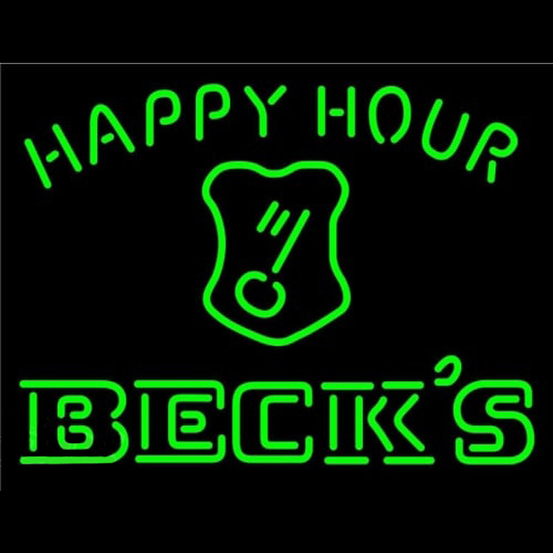 Beck Key Logo Happy Hour Beer Neonreclame