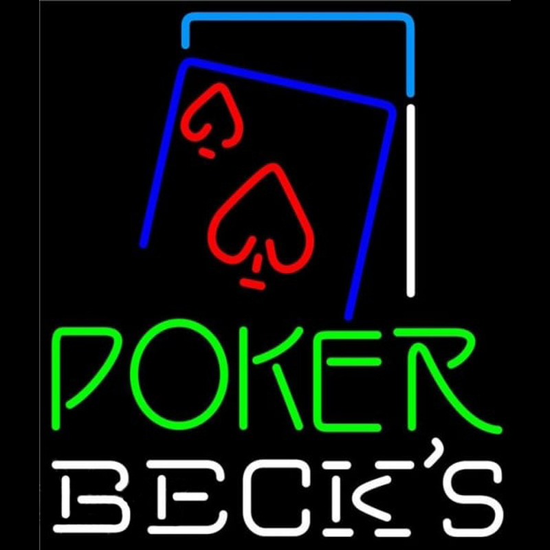 Becks Green Poker Red Heart Beer Sign Neonreclame