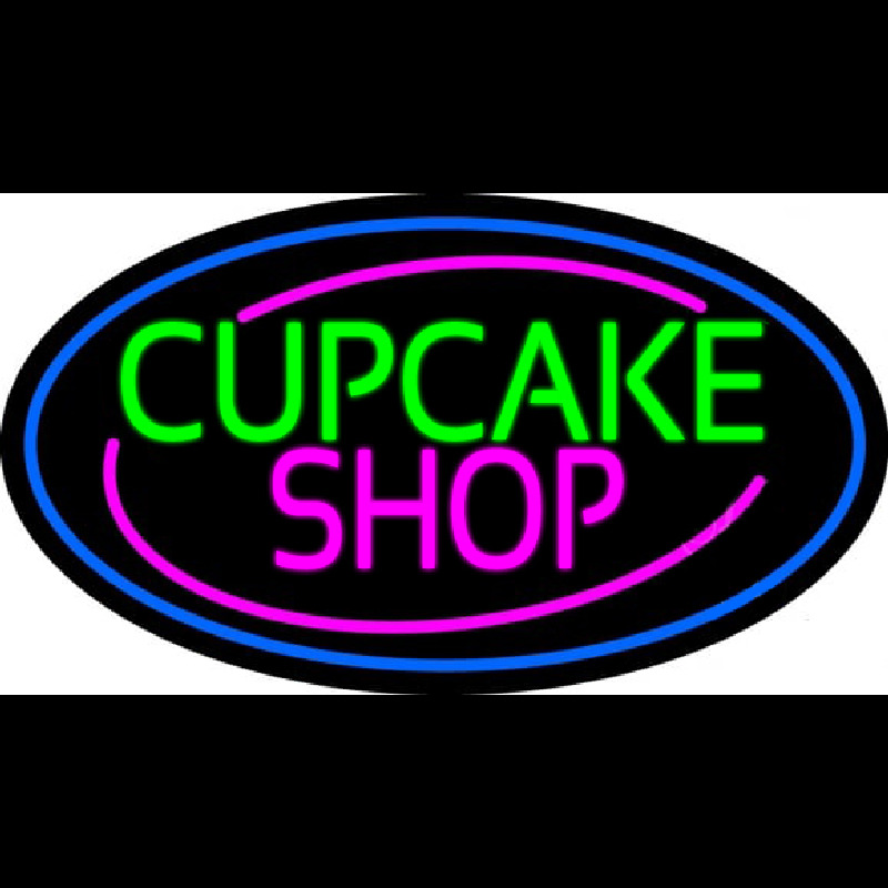 Block Cupcake Shop With Blue Round Neonreclame