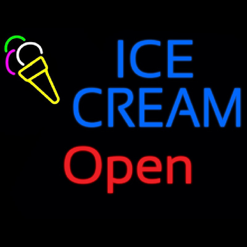 Block Ice Cream Red Open Neonreclame