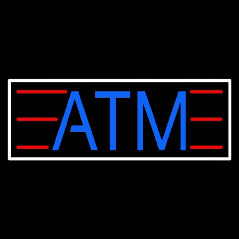 Blue Atm White Border Neonreclame