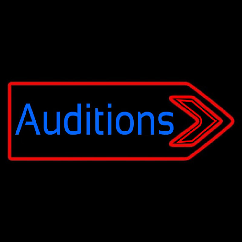 Blue Auditions With Arrow Neonreclame