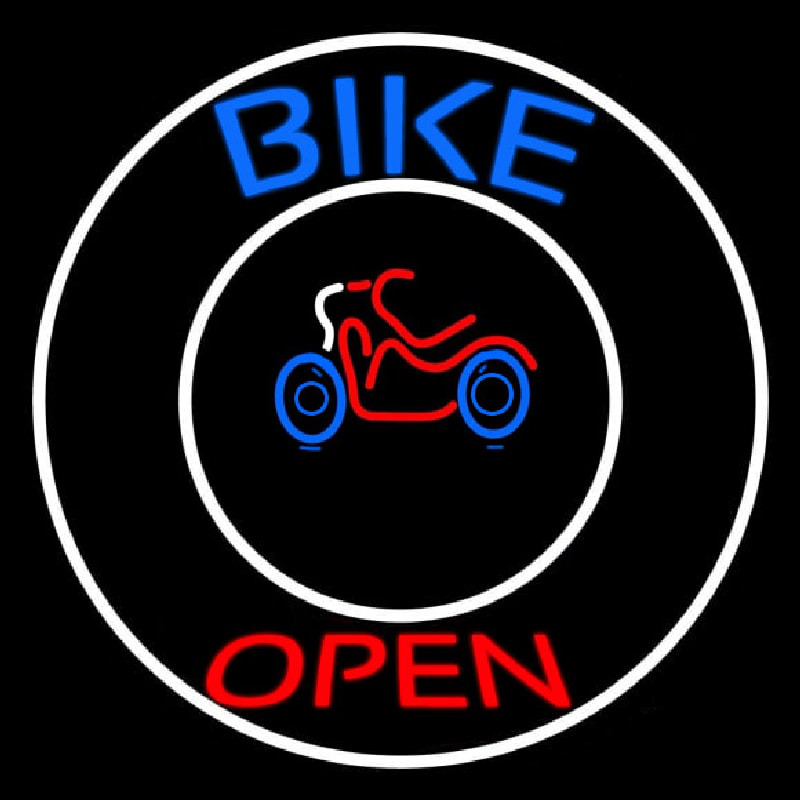 Blue Bike Open With Border Neonreclame