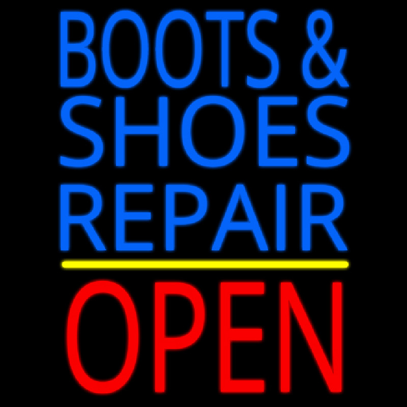 Blue Boots And Shoes Repair Open Neonreclame