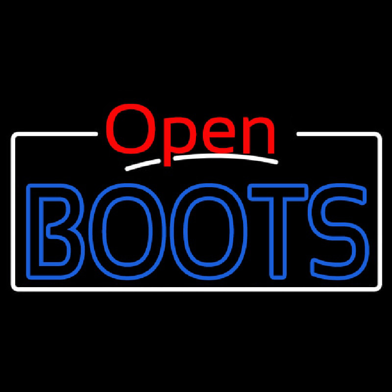 Blue Boots Open With White Border Neonreclame
