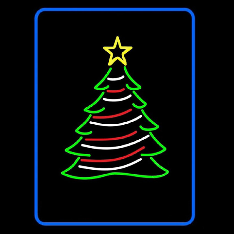 Blue Border Decorative Christmas Tree Neonreclame