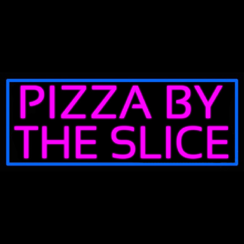 Blue Border Pizza By The Slice Neonreclame