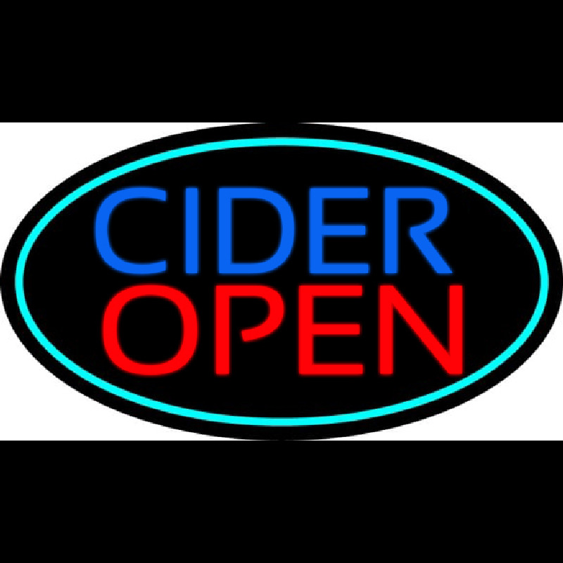 Blue Cider Open With Turquoise Oval Neonreclame