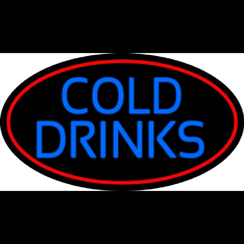 Blue Cold Drinks With Red Oval Neonreclame