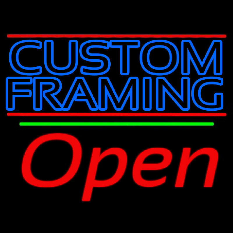 Blue Custom Framing With Lines With Open 2 Neonreclame