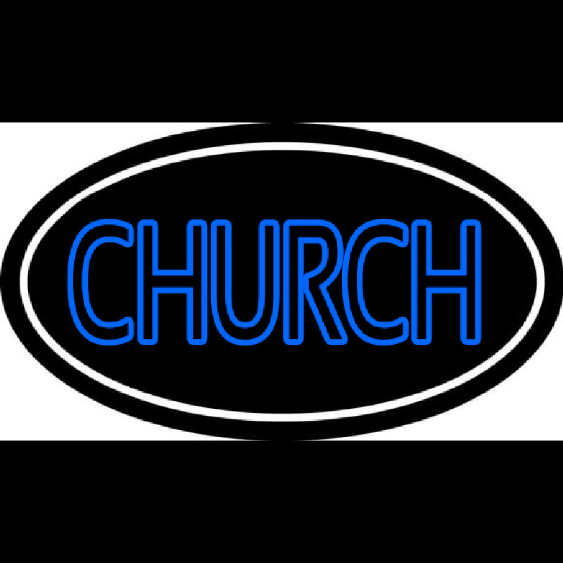 Blue Double Stroke Church Neonreclame