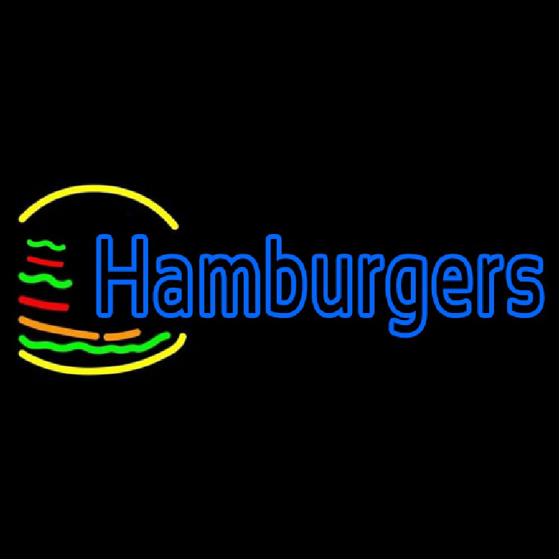 Blue Double Stroke Hamburgers Neonreclame