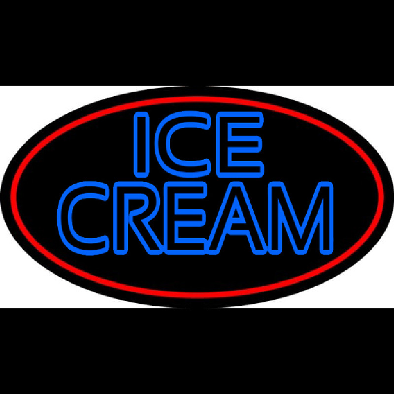 Blue Double Stroke Ice Cream With Red Oval Neonreclame