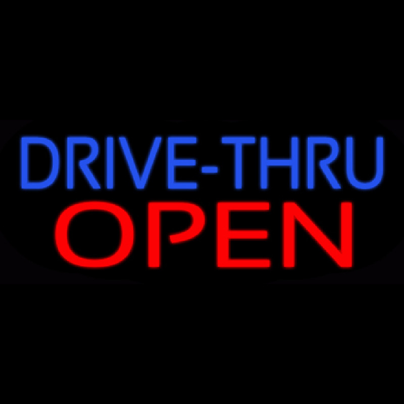 Blue Drive Thru Red Open Neonreclame