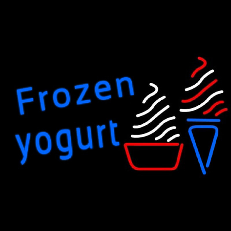 Blue Frozen Yogurt With Logo Neonreclame