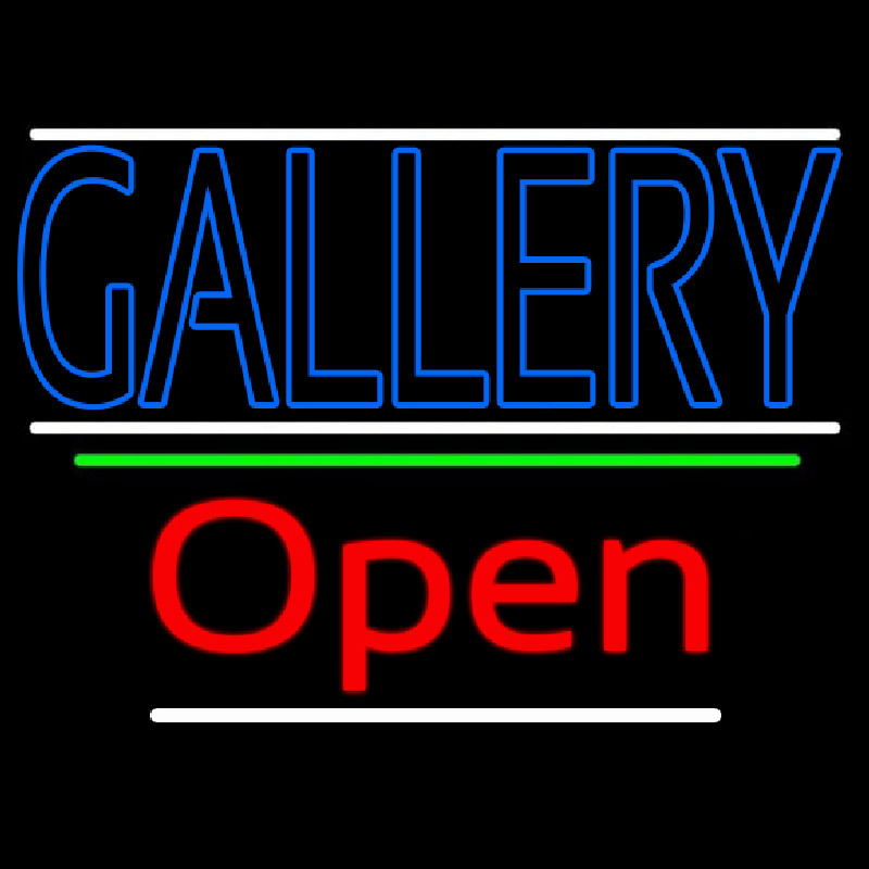 Blue Gallery With White Line With Open 3 Neonreclame