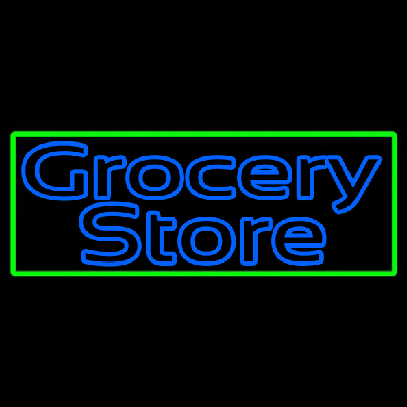 Blue Grocery Store With Green Border Neonreclame