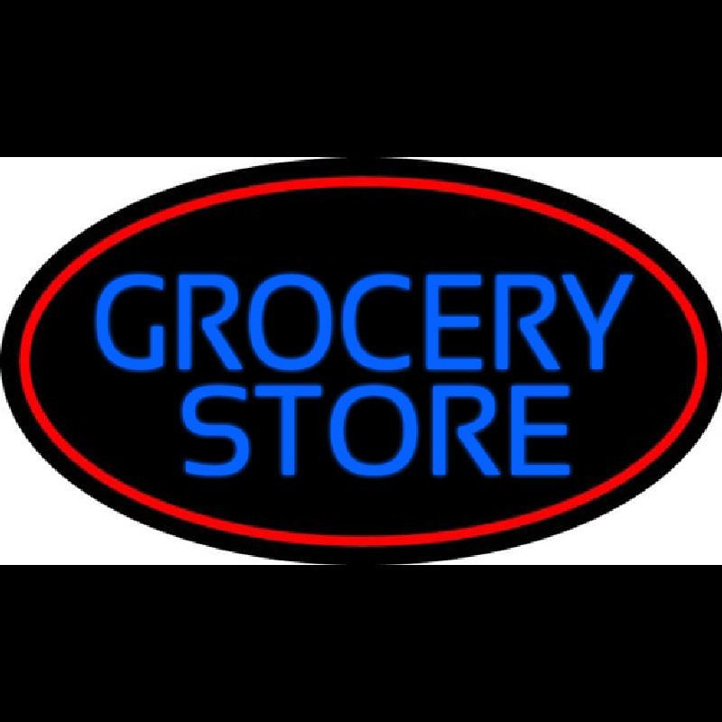 Blue Grocery Store With Red Oval Neonreclame
