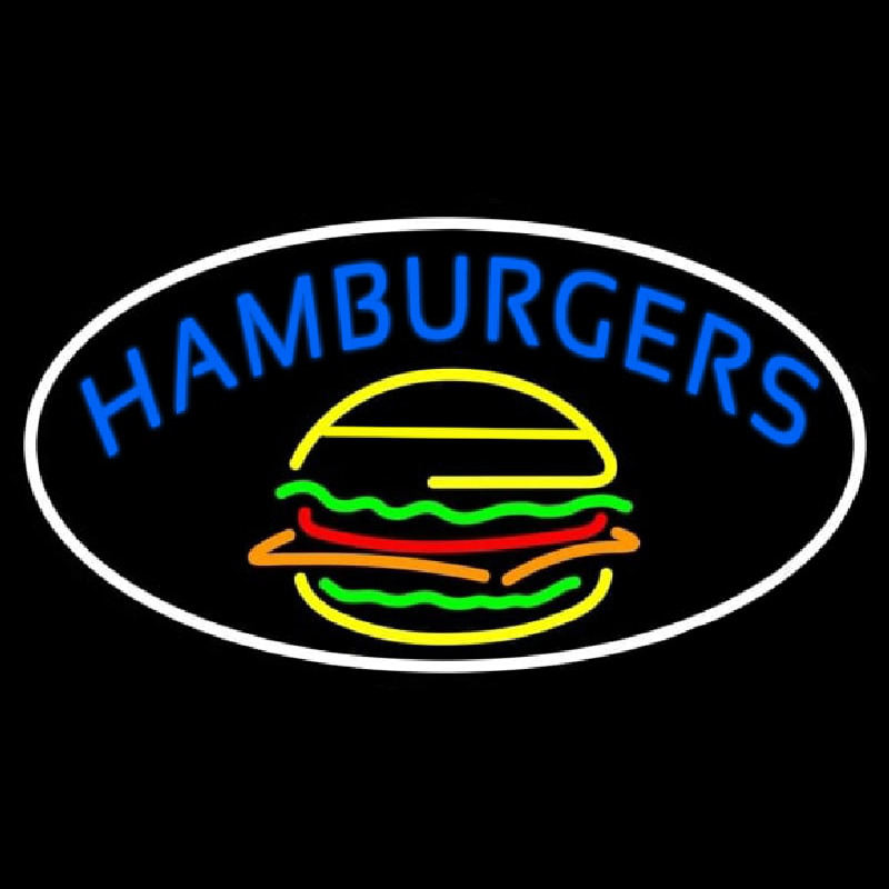 Blue Hamburgers Oval Neonreclame