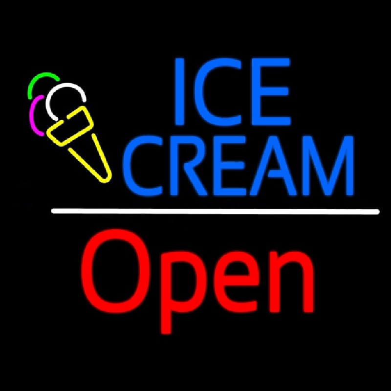 Blue Ice Cream Open Red White Line Neonreclame