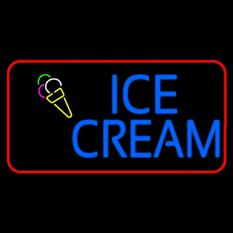 Blue Ice Cream With Red Border Neonreclame