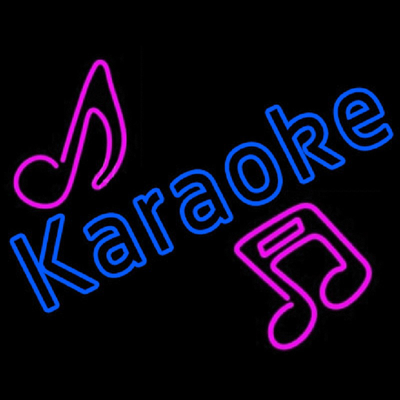 Blue Karaoke Red Musical Note Neonreclame