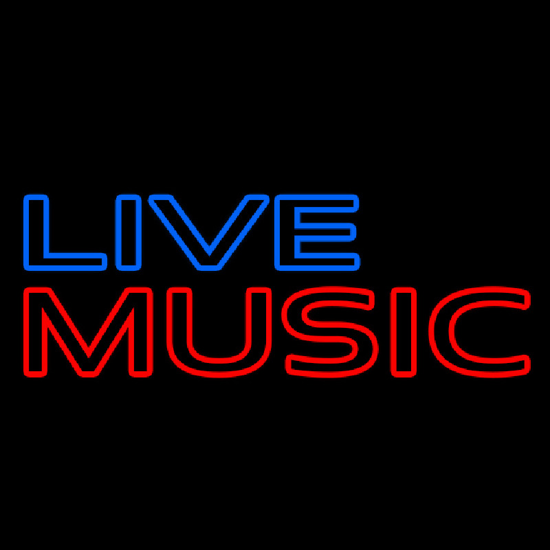 Blue Live Music Block Mic Logo Neonreclame