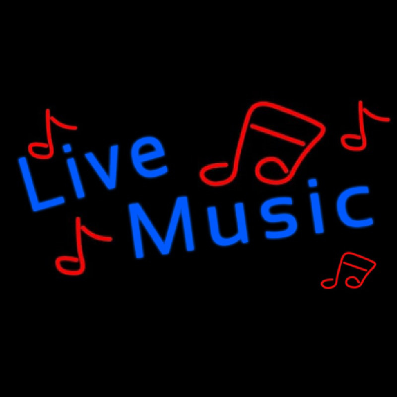 Blue Live Music Red Notes Neonreclame