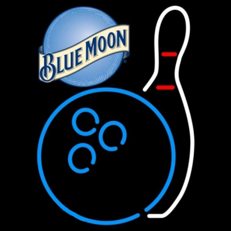 Blue Moon Bowling Blue White Beer Sign Neonreclame