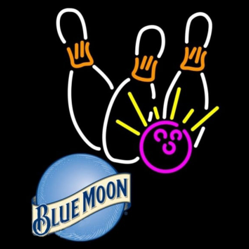Blue Moon Bowling White Pink Beer Sign Neonreclame
