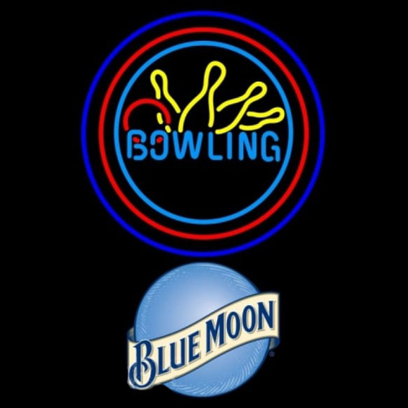 Blue Moon Bowling Yellow Blue Beer Sign Neonreclame